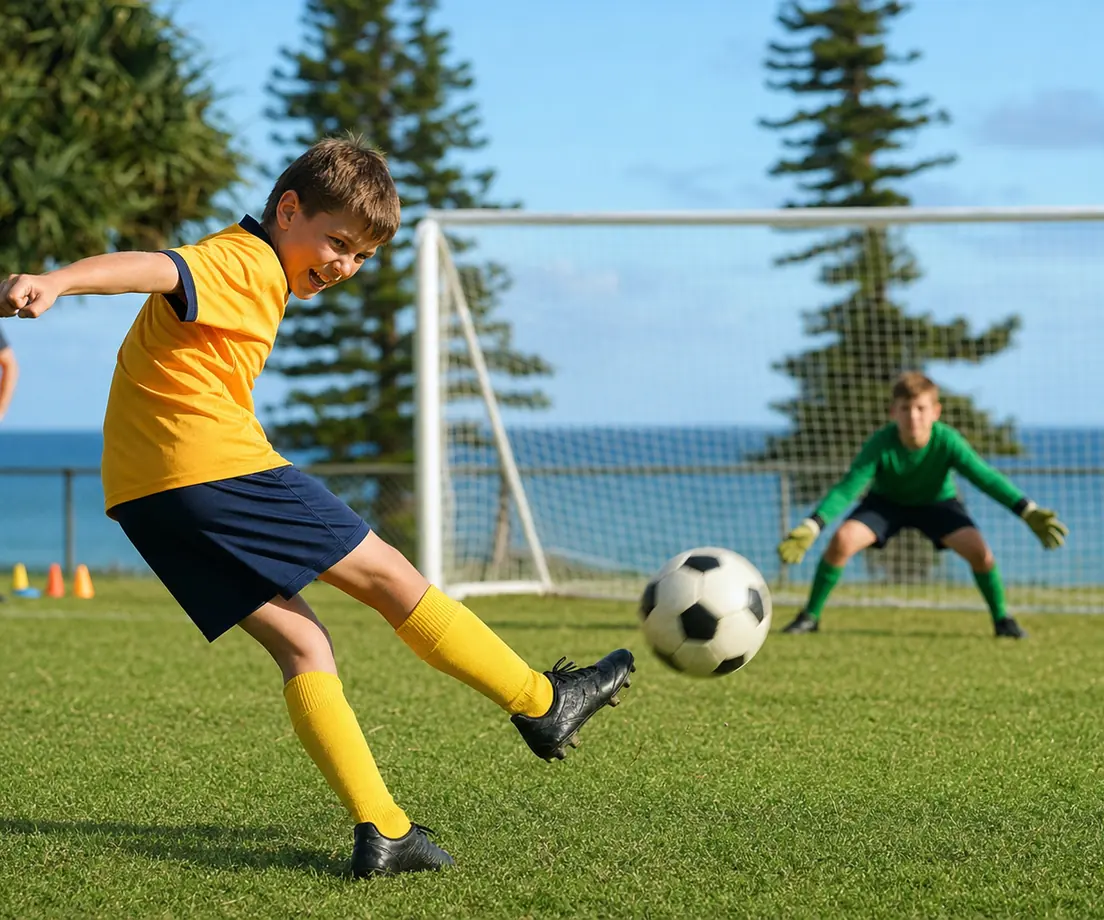 Young soccer players at a community club session while a coach records their skills for parents/carers to follow